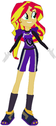 Size: 251x563 | Tagged: safe, artist:selenaede, artist:user15432, sunset shimmer, human, equestria girls, armor, barely eqg related, base used, clothes, crossover, gloves, mario strikers charged, nintendo, shoes, shorts, sidekick, soccer shoes, socks, super mario bros., super mario strikers, waluigi, waluset