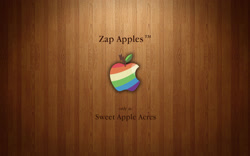 Size: 1920x1200 | Tagged: safe, artist:evangel-windrunner, derpibooru import, apple, logo, parody, trademark, vector, wallpaper, zap apple