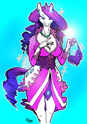 Size: 707x1000 | Tagged: safe, artist:ursa, rarity, anthro, breasts, clothes, nail polish, raritits, simple background