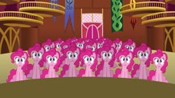 Size: 1280x720 | Tagged: safe, screencap, pinkie pie, earth pony, pony, too many pinkie pies, clone, clones, pinkie clone