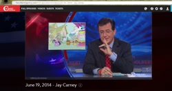 Size: 1307x696 | Tagged: safe, derpibooru import, spike, twilight sparkle, dragon, iraq, stephen colbert, the colbert report