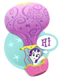 Size: 526x660 | Tagged: safe, rarity, pony, unicorn, female, greeting, hi, hot air balloon, mare, simple background, solo, sticker, twinkling balloon, white background