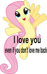 Size: 1600x2488 | Tagged: safe, fluttershy, pegasus, pony, i love you, image macro, meme, solo