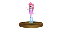 Size: 940x440 | Tagged: safe, artist:elmarcosluckydel96, pinkie pie, equestria girls, 3d, crossover, mmd, simple background, smash trophy, super smash bros., super smash bros. brawl, transparent background