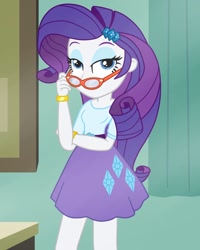 Size: 800x1000 | Tagged: safe, artist:tabrony23, rarity, equestria girls, bedroom eyes, bracelet, clothes, female, glasses, glasses rarity, jewelry, skirt, solo