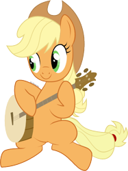 Size: 442x591 | Tagged: safe, artist:velvetremedy, applejack, earth pony, pony, pinkie apple pie, banjo, musical instrument, solo