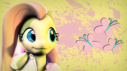 Size: 1920x1080 | Tagged: dead source, safe, artist:entertain3r, fluttershy, pegasus, pony, 3d, clothes, cutie mark, paint splatter, shirt, solo, source filmmaker, wallpaper