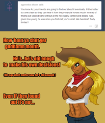 Size: 934x1091 | Tagged: safe, applejack, spike, human, applespike, female, human applespike, humanized, male, muscles, shipping, straight, tumblr