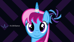 Size: 1920x1080 | Tagged: safe, artist:parclytaxel, derpibooru import, oc, oc only, oc:parcly taxel, pony, unicorn, .svg available, cutie mark, horn ring, logo, looking at you, smiling, solo, vector, wallpaper