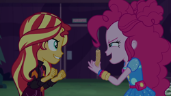 Size: 1920x1080 | Tagged: safe, screencap, pinkie pie, sunset shimmer, better together, equestria girls, sunset's backstage pass!, churros, food