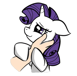 Size: 3335x3276 | Tagged: safe, artist:ophdesigner, artist:skittle_cuddler, edit, rarity, human, cute, disembodied hand, hand, offscreen character, simple background, smiling, solo focus, transparent background