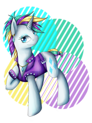 Size: 1024x1380 | Tagged: safe, artist:eccopigment, rarity, pony, unicorn, alternate hairstyle, clothes, female, jacket, looking at you, mare, punk, raripunk, simple background, smiling, solo, transparent background