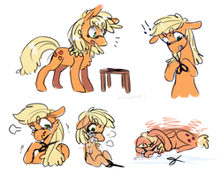 Size: 1280x1024 | Tagged: safe, artist:tokiball12345, applejack, earth pony, pony, angry, crying, sad, scissors