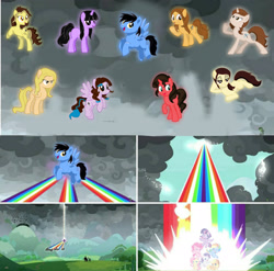 Size: 3000x2968 | Tagged: safe, derpibooru import, edit, edited screencap, screencap, applejack, fluttershy, pinkie pie, rainbow dash, rarity, twilight sparkle, twilight sparkle (alicorn), oc, oc:facus sparkle, alicorn, earth pony, pegasus, pony, unicorn, my little pony: pony life, the ending of the end, analiz sánchez, annie rojas, carla castañeda, circe luna, claudia motta, elsa covián, maggie vera, mane six, melissa gedeón, op is a cuck, op is trying to start shit, ponified, voice actor