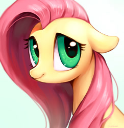 Size: 1500x1545 | Tagged: safe, artist:rocy canvas, fluttershy, pegasus, pony, bust, floppy ears, portrait, simple background, solo, white background