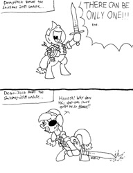 Size: 783x1021 | Tagged: safe, artist:dragonboi471, applejack, earth pony, pony, crossover, demo jack, demoman, eyelander, monochrome, team fortress 2