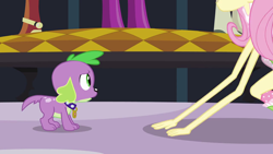 Size: 1280x720 | Tagged: safe, screencap, fluttershy, spike, dog, equestria girls, great moments in animation, impossibly long arms, spike the dog, wat