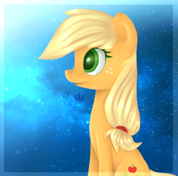 Size: 1280x1267 | Tagged: safe, artist:sonnatora, applejack, earth pony, pony, bust, portrait, solo