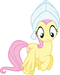 Size: 5000x6167 | Tagged: safe, artist:missbeigepony, fluttershy, pegasus, pony, absurd resolution, looking down, simple background, solo, towel, transparent background, vector