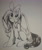 Size: 1836x2212 | Tagged: safe, artist:goldenrainynight, fluttershy, butterfly, pegasus, pony, flower, flower in hair, looking at something, looking up, monochrome, raised hoof, simple background, sitting, solo, traditional art