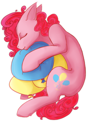 Size: 500x700 | Tagged: safe, artist:harecandy, pinkie pie, earth pony, pony, balloon, sleeping, solo