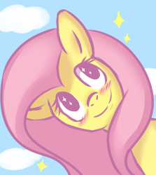 Size: 2500x2800 | Tagged: safe, artist:ranillopa, fluttershy, pegasus, pony, blushing, looking up, solo