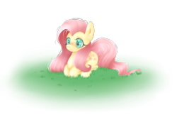 Size: 2100x1500 | Tagged: safe, artist:owodoomkitty, fluttershy, pegasus, pony, grass, prone, solo