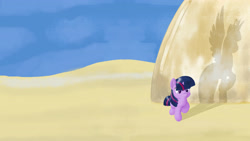 Size: 3840x2160 | Tagged: safe, artist:namefag.mp3, artist:osakaoji, derpibooru import, edit, twilight sparkle, twilight sparkle (alicorn), alicorn, pony, cute, desert, female, filly, filly twilight sparkle, mare, parody, raised hoof, shadow, smiling, solo, star wars, the phantom menace, walking, wallpaper, wallpaper edit, younger