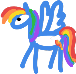 Size: 719x692 | Tagged: safe, artist:xenophilie, derpibooru exclusive, derpibooru import, rainbow dash, pegasus, pony, 1000 hours in ms paint, female, majestic as fuck, mare, minimalist, modern art, quality, simple background, solo, transparent background, wings