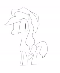 Size: 1732x2088 | Tagged: safe, artist:theonlywolf100, applejack, earth pony, pony, cute, monochrome, sketch, solo