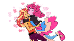 Size: 1175x661 | Tagged: safe, artist:cassettepunk, pinkie pie, sunset shimmer, better together, equestria girls, sunset's backstage pass!, female, lesbian, shipping, sunsetpie