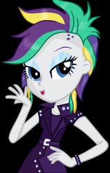 Size: 1424x2240 | Tagged: safe, artist:lightningsentry1, rarity, equestria girls, it isn't the mane thing about you, alternate hairstyle, black background, clothes, female, punk, raripunk, simple background, solo