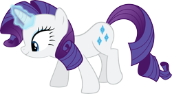 Size: 6940x3808 | Tagged: safe, artist:redpandapony, rarity, pony, unicorn, female, glowing horn, high res, magic, mare, simple background, solo, transparent background, vector