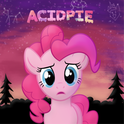 Size: 2685x2685 | Tagged: safe, artist:frogem, pinkie pie, earth pony, pony, album cover, chance the rapper, looking at you, parody, solo