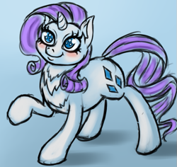 Size: 533x503 | Tagged: safe, artist:countaile, rarity, pony, unicorn, blushing, chest fluff, cute, female, mare, raised hoof, raribetes, smiling, solo, wingding eyes