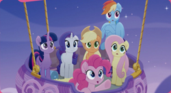 Size: 1069x581 | Tagged: safe, derpibooru import, screencap, applejack, fluttershy, pinkie pie, rainbow dash, rarity, twilight sparkle, twilight sparkle (alicorn), alicorn, earth pony, pegasus, pony, unicorn, rainbow roadtrip, mane six