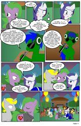 Size: 792x1224 | Tagged: safe, artist:dekomaru, rarity, spike, oc, oc:razorbass, dragon, pony, unicorn, comic:the greatest gift, blushing, clothes, comic, dress, female, male, ponified, ponified spike, shipping, sparity, straight, suit