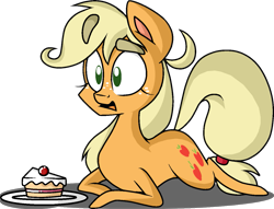 Size: 1305x998 | Tagged: safe, artist:strangiesleepy, applejack, earth pony, pony, cake, female, mare, solo