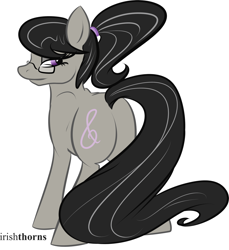 Size: 1280x1400 | Tagged: dead source, safe, artist:irishthorns, octavia melody, earth pony, pony, alternate hairstyle, glasses, plot, ponytail