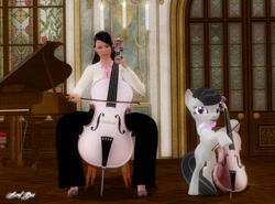 Size: 1280x945 | Tagged: safe, artist:axel-doi, octavia melody, cello, gmod, human ponidox, humanized, musical instrument