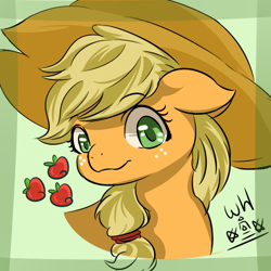 Size: 480x480 | Tagged: safe, artist:walthooves, applejack, earth pony, pony, bust, floppy ears, portrait, solo