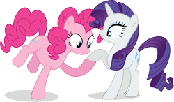 Size: 5953x3467 | Tagged: safe, artist:illumnious, pinkie pie, rarity, earth pony, pony, unicorn, canterlot boutique, .ai available, raised hoof, simple background, transparent background, vector