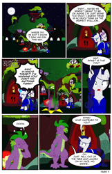 Size: 792x1224 | Tagged: safe, artist:dekomaru, rarity, spike, dragon, pony, unicorn, comic:the greatest gift, clothes, comic, dress, female, golden oaks library, male, night, older, older spike, shipping, sparity, straight