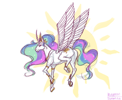 Size: 800x655 | Tagged: safe, artist:maaronn, princess celestia, alicorn, pony, simple background, solo, spread wings, wings