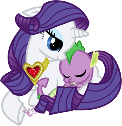 Size: 1866x1929 | Tagged: safe, artist:emeralddarkness, rarity, spike, dragon, pony, unicorn, duo, female, fire ruby, interspecies, male, mare, shipping, simple background, sparity, spikelove, straight, transparent background