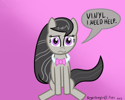 Size: 1280x1024 | Tagged: safe, artist:regxy, octavia melody, earth pony, pony, black mane, confused, female, gray coat, mare, solo, tumblr