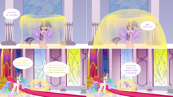 Size: 2564x1444 | Tagged: safe, artist:hakunohamikage, princess celestia, twilight sparkle, twilight sparkle (alicorn), alicorn, pony, ask, ask-princesssparkle, askpinytwilight, magic, tumblr