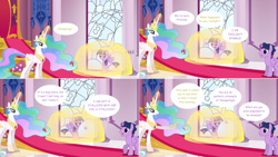 Size: 2564x1444 | Tagged: safe, artist:hakunohamikage, dusk shine, prince dusk, princess celestia, twilight sparkle, twilight sparkle (alicorn), alicorn, pony, ask, ask-princesssparkle, askpinytwilight, magic, rule 63, tumblr