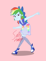 Size: 1500x2000 | Tagged: safe, artist:saltymango, derpibooru import, rainbow dash, equestria girls, alternate clothes, alternate hairstyle, cute, dashabetes, looking at you, rainbow dash always dresses in style, vector