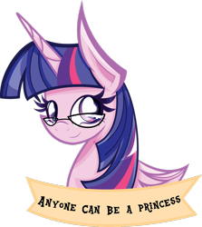 Size: 1280x1435 | Tagged: safe, artist:maudpiie, derpibooru import, twilight sparkle, twilight sparkle (alicorn), alicorn, pony, female, feminist ponies, glasses, looking at you, mare, mouthpiece, positive ponies, smiling, solo, subversive kawaii, telling lies
